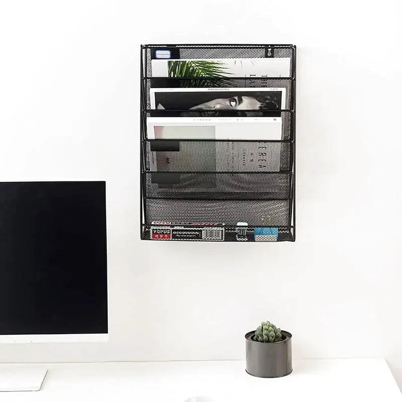 Porte-revues Mural En Métal - Support De Rangement Pour Journaux, Magazines, Documents De Bureau